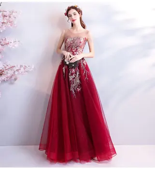 Gražus gimtadienio suknelė 2018 vakaro suknelės gėlių fėja ilgai Promenadzie Suknelė bordo oficialų suknelė padalos šalies perlai