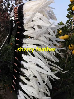 Off white 41inch indijos plunksnų šukuosena replika padarė vinjetė lankelis rankų darbo helovinas dancewear plunksnų kostiumas