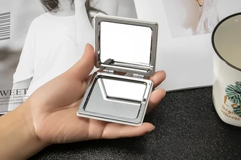 Mini Pocket Kosmetikos Grožio Makiažo Veidrodis Opal Perlas,2-veido PU Odos Nešiojamų Padidinti Kompaktiškas Lankstymo Veidrodėliai,Šalies Mergina Dovana