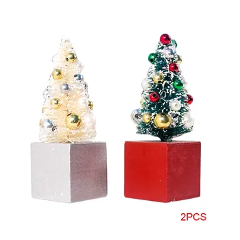 2vnt Mini Dirbtinės Kalėdų Eglutės Lentelė Darbastalio Apdaila Karoliukai Kalėdų Medžio Namų Biuro Ornamentu