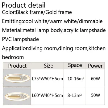 Šviestuvai Modernios LED Lubų šviestuvas Patalpų Apšvietimas Šviestuvai Gyvenimo kambario, Miegamasis, Valgomasis Juoda ir Aukso Spalvos Šviesa
