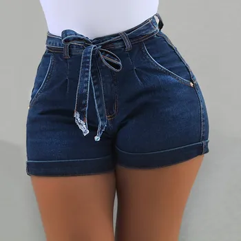 Moterų mados džinsinio šortai ponios mados klasikinis vasarą trumpų džinsų kišenėje plauti lankas didelio dydžio džinsinio šortai джинсы женские40*