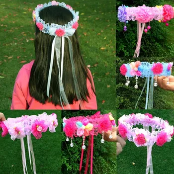 Naujas Nėrinių Gėlių Ekrano Užsklandą Vaikų Mergaičių Princesė Juostelės Hairband Galvos Apdangalai Gimtadienio Naudai, Plaukų Aksesuarai