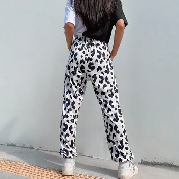 Atsitiktinis Poilsiu Moterų Kelnes Pieno Atspausdintas Juodos ir Baltos Ilgai Haremas Sweatpants Streetwear Pločio Kojų Kelnės 2020 Cuteandpsycho