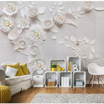 Beibehang Užsakymą tapetai, 3d foto freskos Šiaurės vėjo prabangūs papuošalai gėlių odos drožyba fone 3d sienų dokumentai namų dekoro