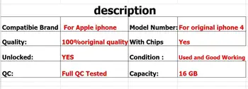 Originalus iPhone 4 Plokštę Visiškai Atrakinta iPhone 4 16GB, Geros Darbo Mainboard Su Pilna Žetonų IOS Įdiegta Logika Bo