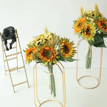 M Netikrą Saulėgrąžų Modeliavimas Gėlių Puokštė Vestuvių, Turintis Gėlių Sode Dekoracijos Dirbtinės Gėlės