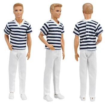 NAUJAS Mados Balta Ken Drabužių Rinkinys Barbie, 30cm r BJD Doll Drabužių Priedai Žaisti Namuose Padažu