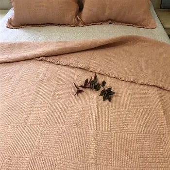 3pcs dažai smėlio plovimo vientisos spalvos siuvinėjimo raukiniai kratinys antklodė grynos medvilnės lovatiesė colcha покрывало lova padengti mesti