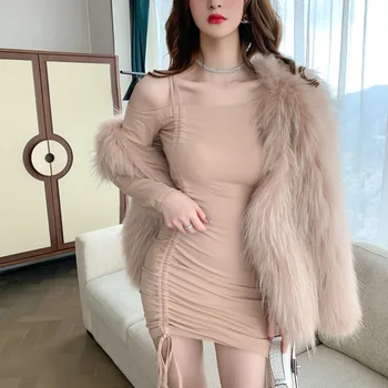2020 m. Pietų Korėja Dongdaemun naujas moterų raišteliu plisuotos stebėjimo ruožas suknelė Office Lady Poliesteris