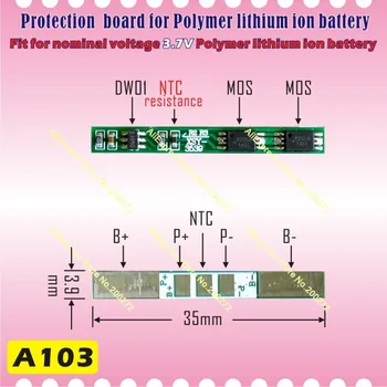 [A103] 35 * 39mm PCB Apsaugos valdybos / Valdymo Skydelis), 3,7 V NTC Polimeras ličio jonų / li-ion baterija tablet pc,mp3,mp4,gps