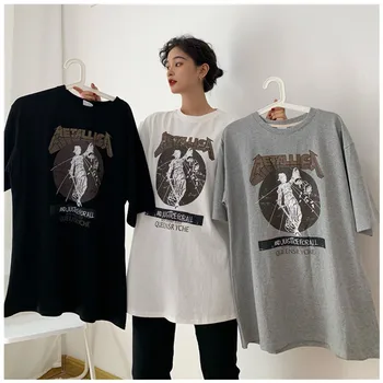Harajuku Stiliaus moteriški Drabužiai 2020 Naujas Vasaros Studentų Atsitiktinis Viršų Retro Spausdinti Vidutinio ilgio trumparankoviai marškinėliai