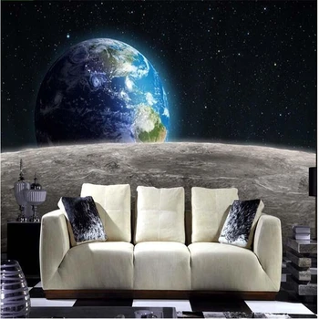 Beibehang foto tapetai Star 3D visata, žemė, Mėnulis, pagaminti didelio dydžio kambarį restoranas, TV foną scena tapetai