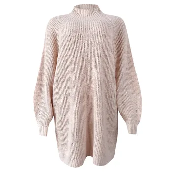 Megzti Megztinis Mados Moterų Kietas Ilgomis Rankovėmis Golfo Žiemos Prarasti Pullover Sweater Dress Traukti Femme Geros Kokybės