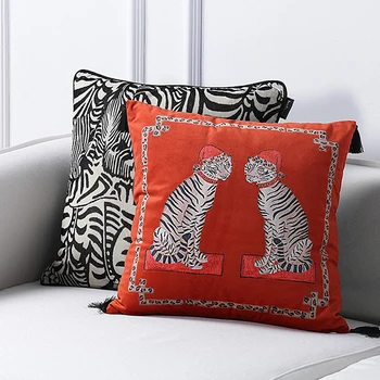 Diphylleia prabangūs Leopardo, Tigro Spausdinti Pagalvės, Sofos, pagalvėlės, raštinės pagalvė pagalvėlės atlošas oranžinės spalvos pagalvėlės dangtis 45x45cm