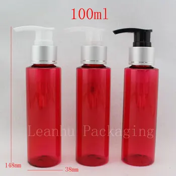 100 ML raudonojo šampūno buteliukas su balta sidabro losjonas kremas siurblys naudojamas kosmetikos ir eterinio aliejaus butelis,losjonu, kremu bakas