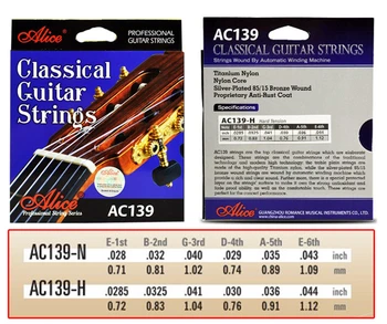 Aukštos Kokybės Alice AC139 Klasikinės Gitaros Stygos Titano Nailono Sidabro padengtą 85/15 Bronzos Žaizdos Anti-rust Gitara Styginiai