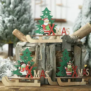 Mielas Kalėdų stiliaus rogės, slidės Lėlės Medinių amatų Namuose Kalėdos Medis dovana, Papuošalai Vaikas Apdaila Metų Nauja darbastalio Z5O1