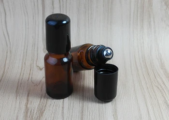 10vnt/daug 10ml Gintaro aromatas stiklo butelis eterinio Aliejaus Stiklo Roller ball Aromaterapija Butelis su Juodu dangteliu
