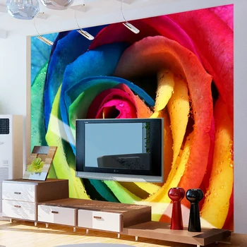 Spalvinga Rožių Gėlių 8D Papel Freskomis 3D Sienų freskomis sienos popieriaus sofa-lova, tv foną kambarį 3d sienų freskomis nuotrauka