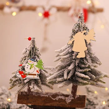 6PCS Mediniai Santa Kalėdų Pakabukas Kalėdų Medžio Kabantys Papuošalai Ekranas Apdaila