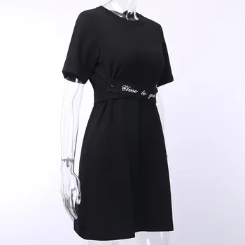 2020 Nauja juoda punk lolita Marškinėlius retro suknelė trumpomis rankovėmis mini atsitiktinis suknelė streetwear