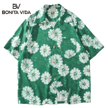 Bonita Vida Daisy Marškinėliai Vyrams Mados Hip-Hop Marškinėliai Vasaros Mados Atsitiktinis Harujuku Havajų Stiliaus Trumpomis Rankovėmis Marškiniai Vyrai