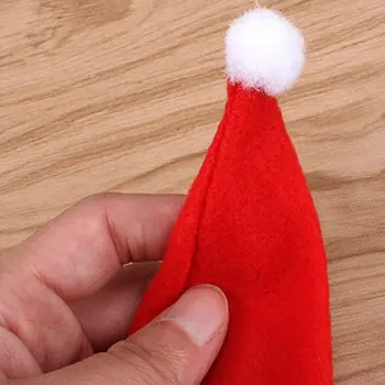 10vnt Kalėdų Dekoracijos Kalėdų Skrybėlės neaustinių Peilis Padengti Rinkiniai, Raudonas Audinys, Dekoratyviniai Peiliai Padengti
