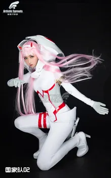 Balta viena 02 DARLING į FRANXX Anime Cosplay, Pilnas Komplektas Balta Nulis Du cosplay kostiumų Konsolės vairavimo kostiumas jumpsuit