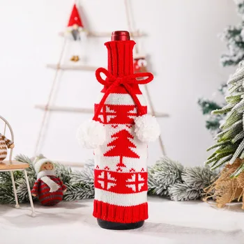 Kalėdinė Dekoracija 2020 spausdinimo sniego raudona mezgimo Vyno Butelį dangteliu Dovana Laikykite Maišelį Kalėdų Dekoro