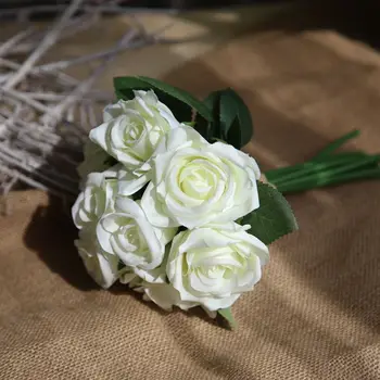 Rose Dirbtinių Gėlių Puokštė Spalvingų 9 Vadovai Rožės Šilko Gėlės Namų Puošybai Vestuves Dekoro Valentino Diena pristatyti