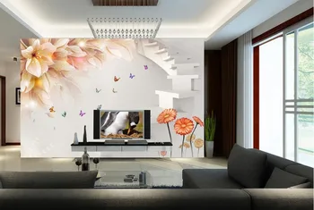 3d tapetai sienos papel de parede,Lelija modelio trimatės freskomis,gyvenamasis kambarys su sofa-lova, TV miegamojo sienos tapetai didelis