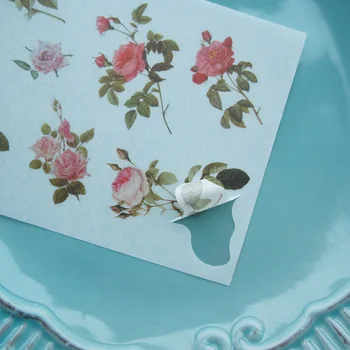 6 Lakštai Lady Rose ir Senų Romantika Laikas Dizaino Washi Popieriaus, Lipduko, Kaip Scrapbooking 