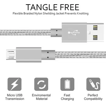 Nailono Tinklelio USB į USB kabelį [3FT 6FT 6FT] , Didelio Patvarumo, Raizginys-Nemokamai Micro USB Kabeliu, skirta 