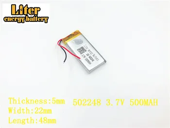 Litro energijos baterija 3.7 V 500mAh 502248 plug Ličio Polimero Li-Po Akumuliatorius MP3 MP4 MP5