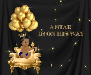 7x5FT Žvaigždė yra Jo Kūdikis DJ Aukso Balionai Kėdutė Baby Shower Pasirinktinius Nuotraukų Fonas Fonas Reklama Vinilo 220cm x 150cm