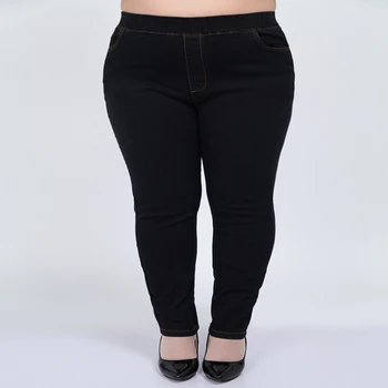 Plius dydis moterų ruožas džinsai 3XL-9XL klubo 170CM moterų plius dydis ruožas aukšto juosmens pieštuku kelnių kišenėje elastinga juosmens džinsai