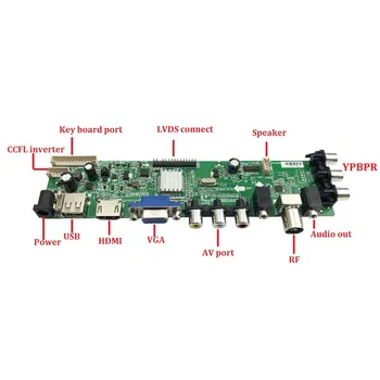 Rinkinys N173FGE-L63 DVB-T, DVB-T2 TV LVDS USB AV Signalo valdiklio plokštės VGA LED HDMI skaitmeninis WLED 40pin 1600X900 17.3