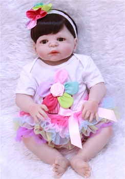 Visą silikono reborn baby lėlės 22inch 55cm atgimsta kūdikiams tikroviška vaikams dovanų žaislų bebe-reborn menina bonecas