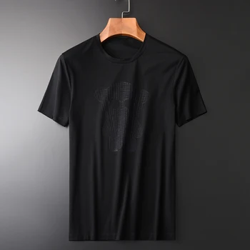 Medvilnės Spandex Mens T-shirts Prabanga 3d Atspausdintas Trumpas Rankovės Vyras marškinėliai Plius Dydis 4xl Vasaros Slim Atsitiktinis Žmogus 
