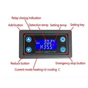 XY-WT01 Temperatūros Reguliatorius Skaitmeninis LED Ekranas, Šildymo/Vėsinimo Reguliavimo Jungiklis, Termostatas,