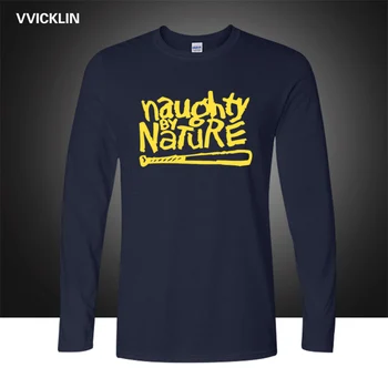Naughty By Nature Old School T-shirt Hip-Hop Rap Skateboardinger Muzikos kapela 90s Bboy Bgirl T-shirt Medvilnės ilgomis Rankovėmis Marškinėliai