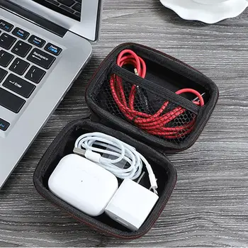 Mini USB Duomenų Kabeliu Organizatorius Krepšys Odinės Ausinių Saugojimo Bylos Pelninga Užtrauktukas Dėklas Dėžutė