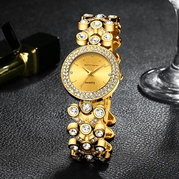 CRRJU Naujas Mados Prabangių Moterų Laikrodis Aukso Nerūdijančio Plieno su deimantu, Vandeniui Moterų Laikrodžiai relogio feminino