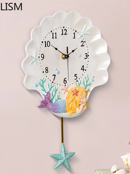 Merginos Animacinių filmų Dekoro Balta Modernaus Dizaino Sieninis Laikrodis Nordiccolorful Vaikams Kambariai Horloge Murale Dizaino Moderne Laikrodis