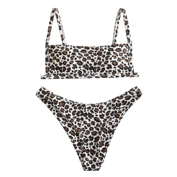 Seksualus Leopard Bikini Moterims Aukšto Supjaustyti Bikinis Nustatyti Dviejų Dalių Maudymosi Kostiumėlį, Brazilijos Maudymosi Kostiumą, Aukštos Juosmens, Maudymosi Kostiumėliai, Vasaros Paplūdimio