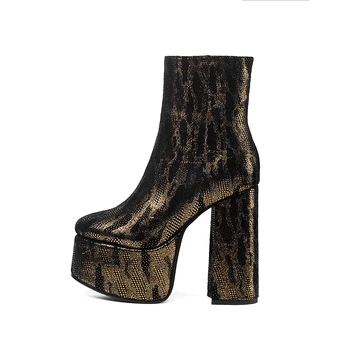 Dovereiss Madingų Moterų Batai Žiemos naujos Platformos, Suapvalinti tne Elegantiškas Stambusis kulniukai, Trumpas, Brandus Trumpas batai, didelis dydis 43