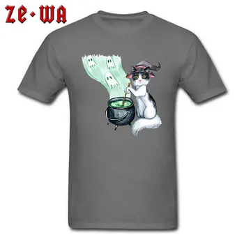 Helovinas Viršūnes Tees Vyrų T-shirt Funny Cat Ragana Dvasios Nuodų Maker Drabužių Vasaros Slim Fit T Shirts Kawaii Medvilnės Marškinėlius Užsakymą