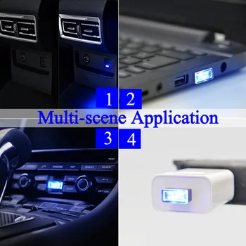 4pcs Automobilių Mini Lempa USB LED dienos Šviesos Spalvinga Mini Didelis Šviesus Automobilio Salono Dekoratyvinis Atmosfera Šviesos