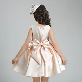 Elegantiškas mergina palace suknelė elegantiškas lankas gėlių vest princesė suknelė 2-10years vaikų mergaičių viršutiniai drabužiai, suknelės